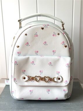 Under One Sky White Floral Mini Backpack Handbag Pink/White